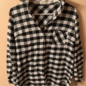 Black and white button down flannel